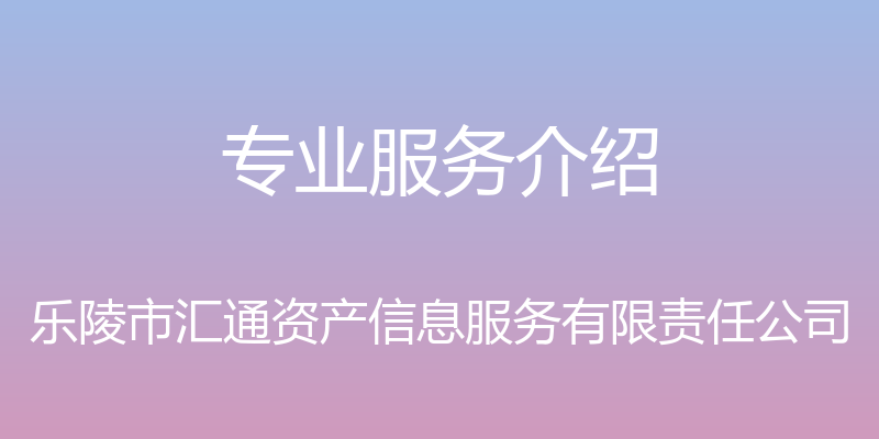 专业服务介绍 - 乐陵市汇通资产信息服务有限责任公司