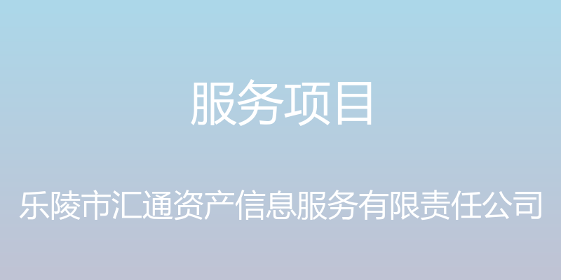 服务项目 - 乐陵市汇通资产信息服务有限责任公司