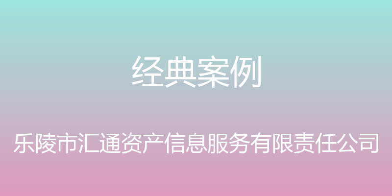 经典案例 - 乐陵市汇通资产信息服务有限责任公司