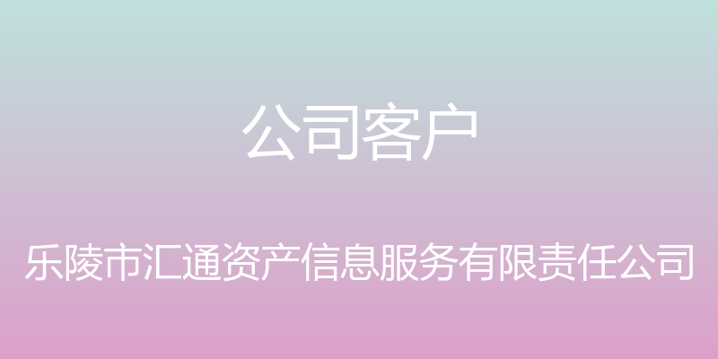 公司客户 - 乐陵市汇通资产信息服务有限责任公司