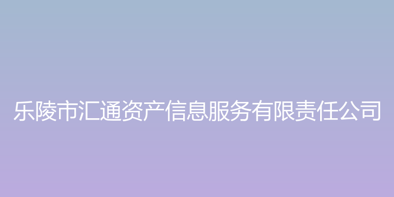 乐陵市汇通资产信息服务有限责任公司