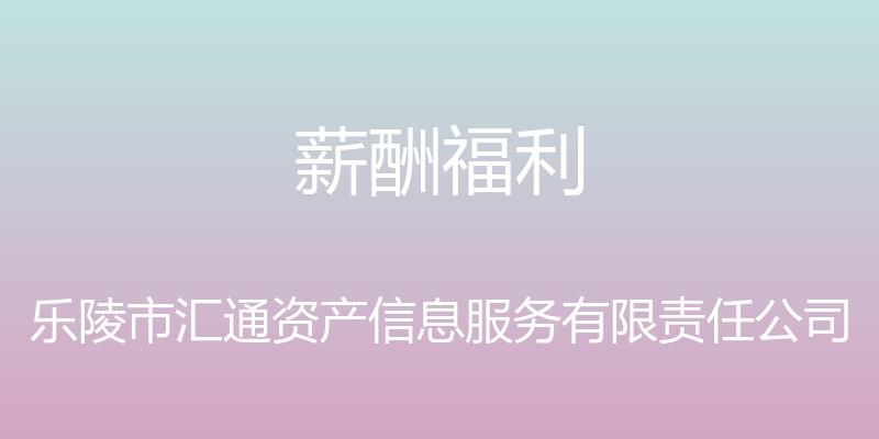 薪酬福利 - 乐陵市汇通资产信息服务有限责任公司